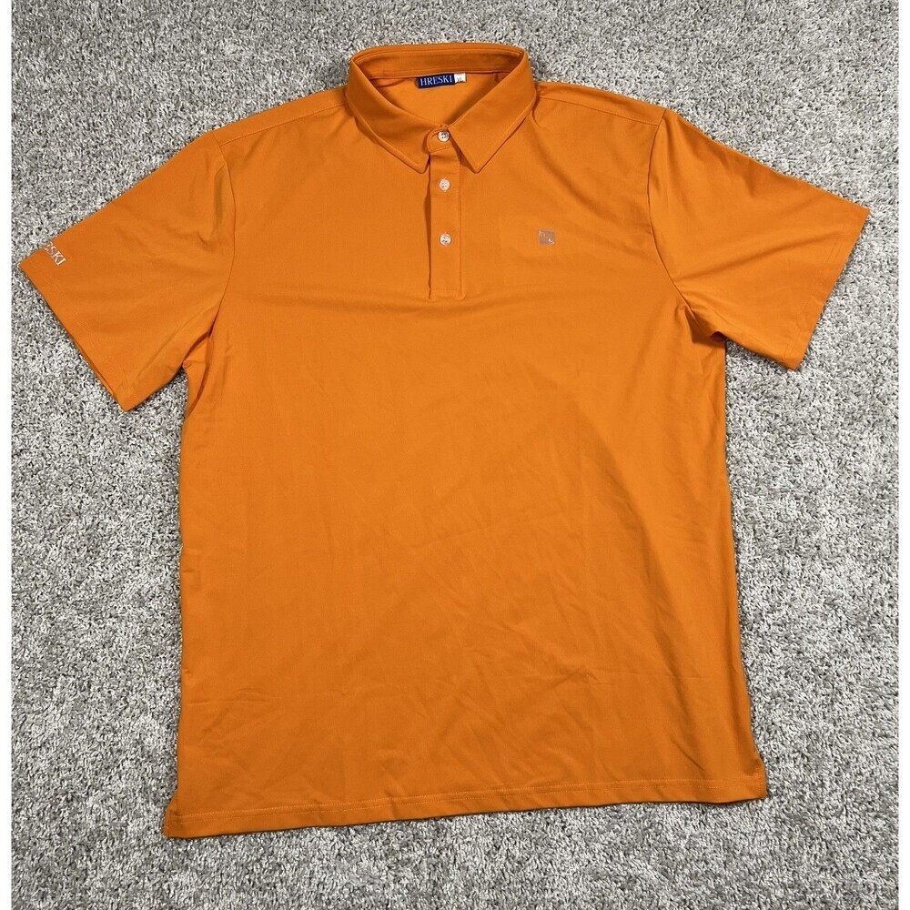 Hreski Polo Shirt Mens size XL Orange Golf Performance Stretch